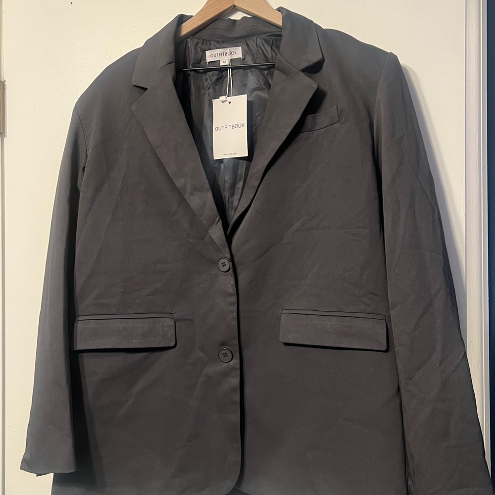 Women's Oversized Gray Blazer Jacket
